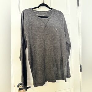 American Eagle Outfitters Men’s Heather Charcoal Long Sleeve Crew